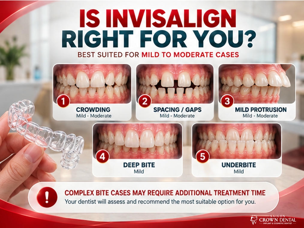 Dental cases suitable for Invisalign aligners treatment