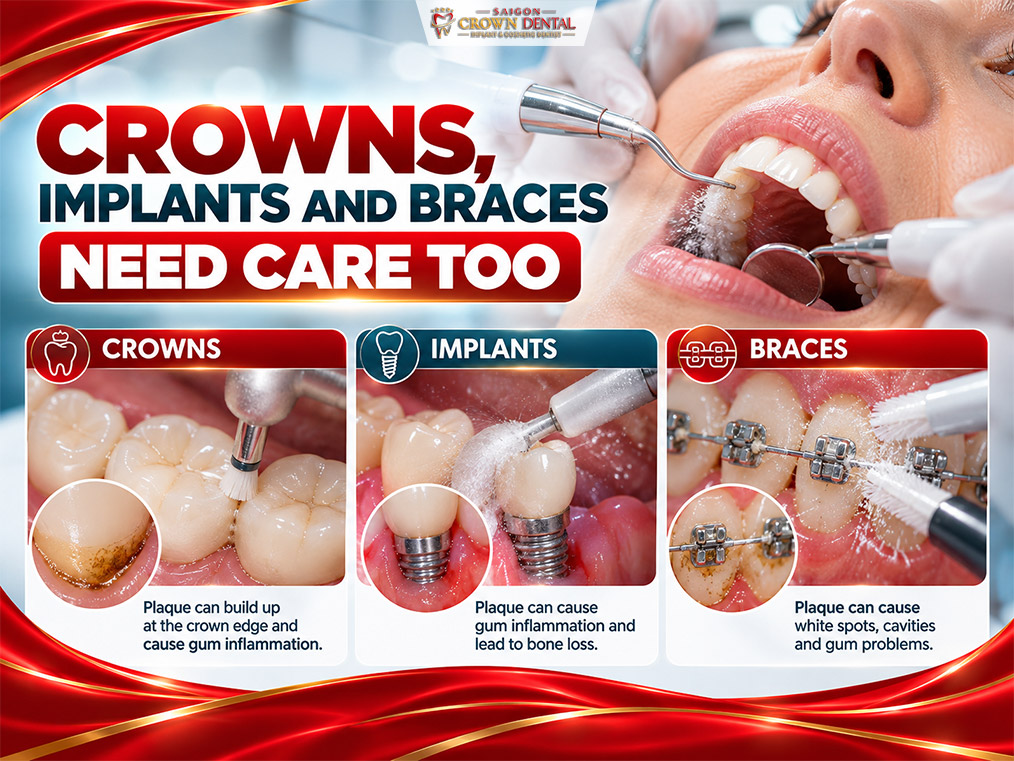 Dental Cleaning for Crowns, Implants, and Braces